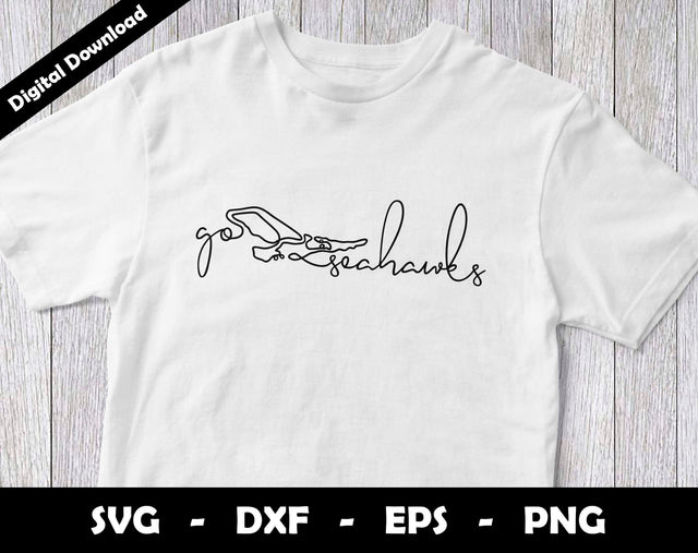 Go Seahawks SVG Cut File, Seahawks One line drawing SVG Design, Seahawks Football Mascot SVG Arthur Arellano 