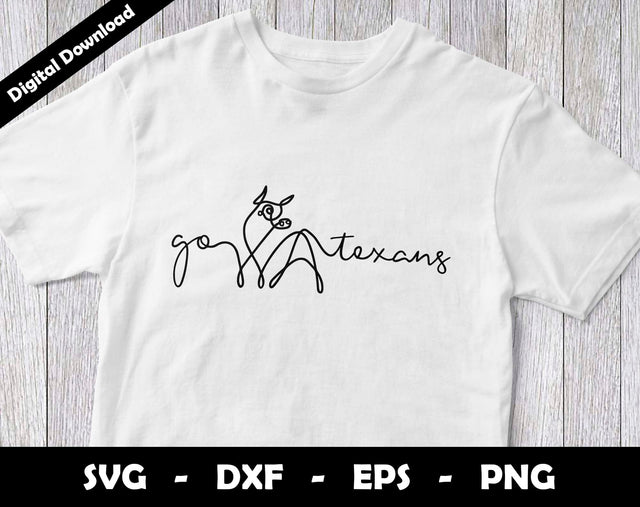 Go Texans SVG Cut File, Texans One line drawing SVG Design, Texans Football Mascot SVG Arthur Arellano 