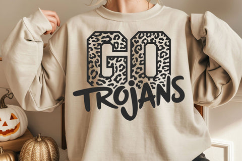Go Trojans Leopard Svg, Go Trojans Football Svg, Run Trojans Svg, Cheer Mom T-Shirt SVG DesignDestine 
