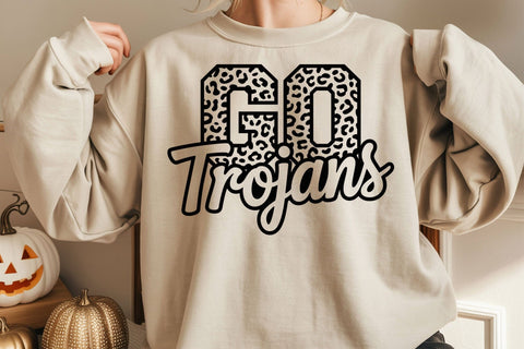 Go Trojans Leopard Svg, Go Trojans Football Svg, Run Trojans Svg, Cheer Mom T-Shirt SVG DesignDestine 