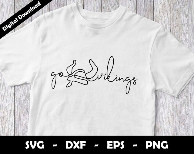 Go Vikings SVG Cut File, Vikings One line drawing SVG Design, Vikings Football Mascot SVG Arthur Arellano 