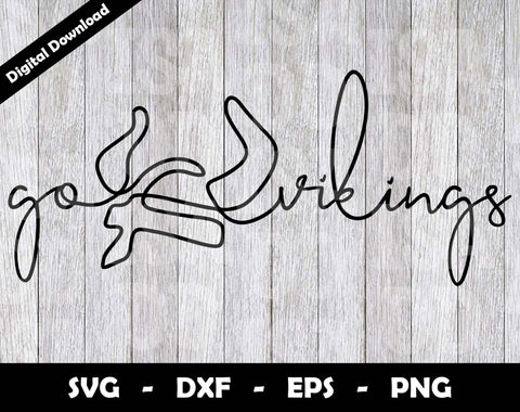 Go Vikings SVG Cut File, Vikings One line drawing SVG Design, Vikings Football Mascot SVG Arthur Arellano 