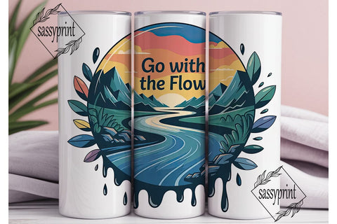 Go With The Flow 20oz Tumbler Wrap Sublimation sassyprint 