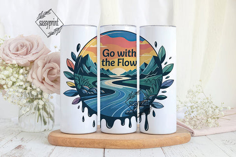 Go With The Flow 20oz Tumbler Wrap Sublimation sassyprint 