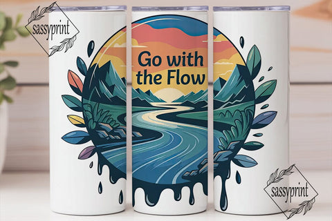 Go With The Flow 20oz Tumbler Wrap Sublimation sassyprint 