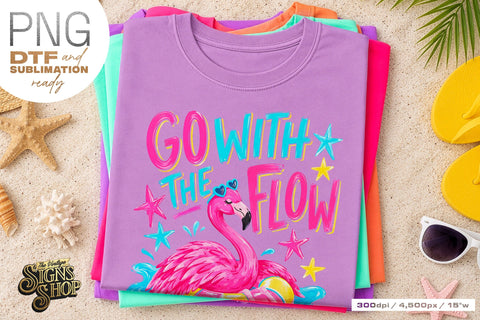 Go with the Flow png, Flamingo Summer Beach Design Sublimation The Vintage Signs Shop 