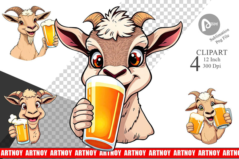 Goat Beer Day Clipart Sublimation artnoy 