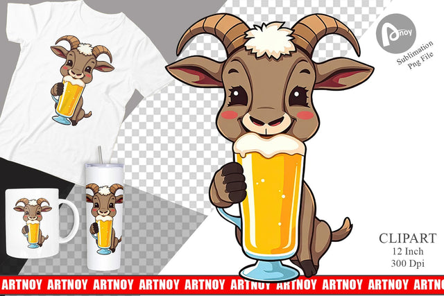 Goat Beer Day Clipart Sublimation artnoy 