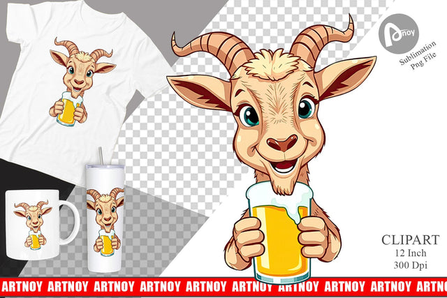 Goat Beer Day Clipart Sublimation artnoy 