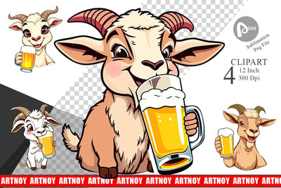 Goat Beer Day Clipart Sublimation artnoy 