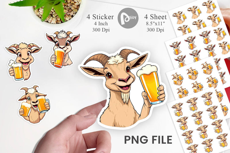 Goat Beer Day Sticker Sublimation artnoy 