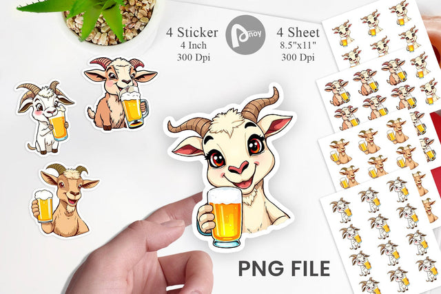 Goat Beer Day Sticker Sublimation artnoy 