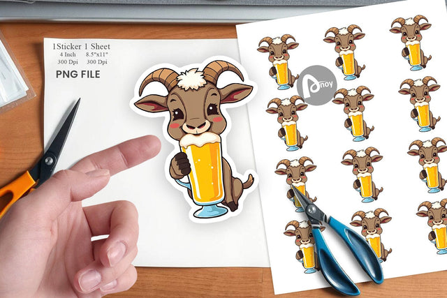 Goat Beer Day Sticker Sublimation artnoy 