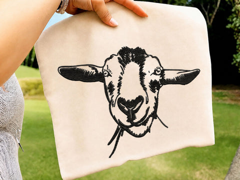 Goat Embroidery Design, Embroidered Goat Face, Goat Lover Gift Embroidery/Applique DESIGNS DesignDestine 