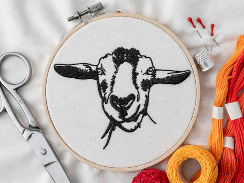 Goat Embroidery Design, Embroidered Goat Face, Goat Lover Gift Embroidery/Applique DESIGNS DesignDestine 