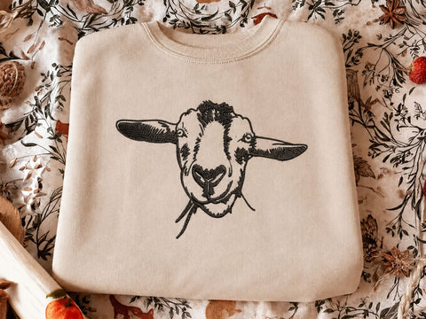 Goat Embroidery Design, Embroidered Goat Face, Goat Lover Gift Embroidery/Applique DESIGNS DesignDestine 