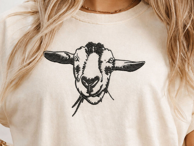Goat Embroidery Design, Embroidered Goat Face, Goat Lover Gift Embroidery/Applique DESIGNS DesignDestine 