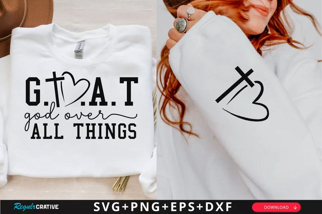 G.O.A.T God Over All Things Sleeve SVG Design, Christian Sleeve SVG, Faith SVG Design, Jesus Sleeve SVG SVG Regulrcrative 