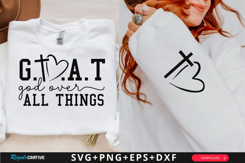 G.O.A.T God Over All Things Sleeve SVG Design, Christian Sleeve SVG, Faith SVG Design, Jesus Sleeve SVG SVG Regulrcrative 
