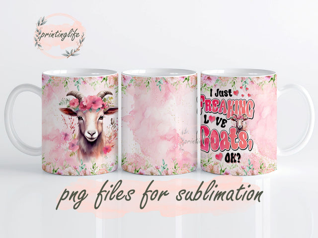 Goat Mug Wrap Design, Instant Digital Design Download Mug Wrap Design, Mug Design PNG Sublimation PrintingLife 