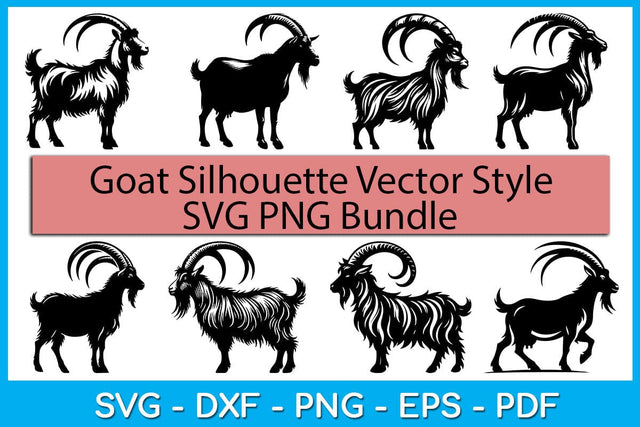 Goat Silhouette Vector Style Bundle SVG PNG Cut File SVG Creativedesigntee 