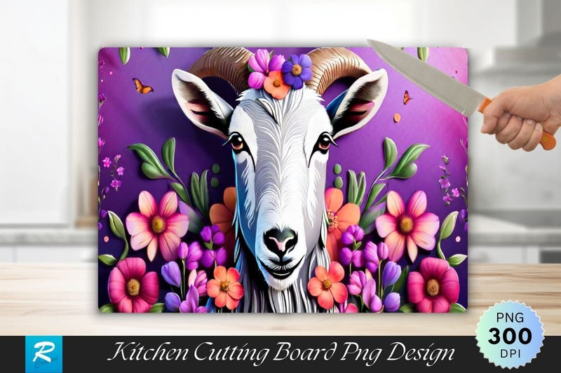 Goat With Flowers Cutting Board Sublimation Regulrcrative 