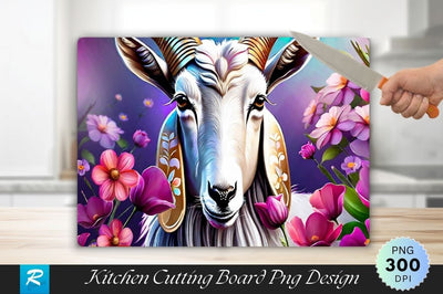 Goat With Flowers Cutting Board Sublimation Regulrcrative 