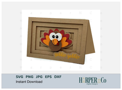 Gobble 3D Card SVG PNG Cut EPS File SVG HarperNCo 