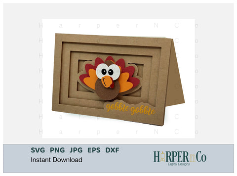 Gobble 3D Card SVG PNG Cut EPS File SVG HarperNCo 