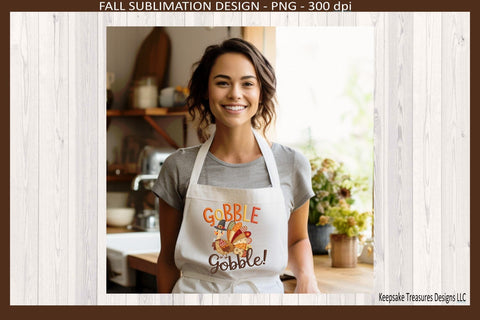 Gobble Gobble Faux Embroidery Thanksgiving Turkey, Sublimation Png, Digital Download Sublimation Keepsake Treasures Designs LLC. 