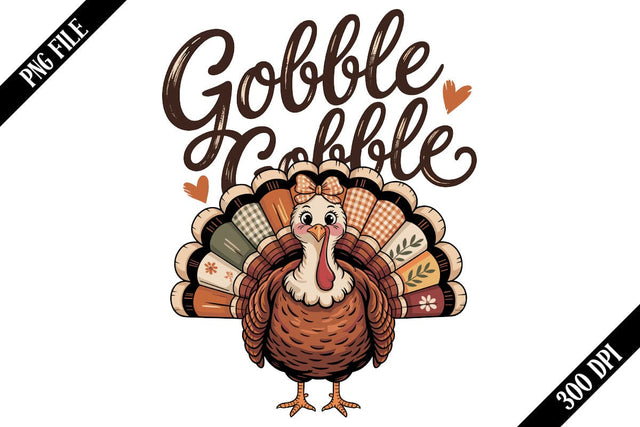 Gobble Gobble Patchwork Turkey PNG Designs SVG shah alam 