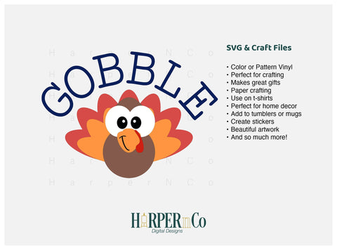 Gobble SVG PNG Cut EPS File SVG HarperNCo 