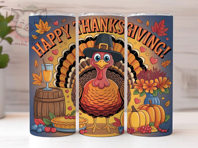 Gobble Turkey Day Tumbler Wrap, Turkey Tumbler Wrap, 20oz Skinny Tumbler, Sublimation Download, Gobble Til You Wobble, Fall Tumbler Design, Turkey Day Png Sublimation Lara' s Designs 