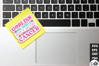 Goblins and ghosts don't scare me i survived breast cancer Retro Stickers Design SVG akazaddesign 