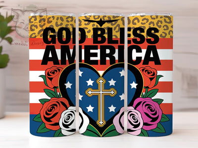 God Bless America 20oz Tumbler, American Flag Wrap, Patriotic USA Design, Independence Day Sublimation, USA Pride Wrap, 20oz Tumbler Design, PNG Tumbler Wrap Sublimation Lara' s Designs 