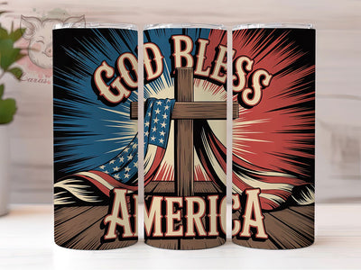 God Bless America 20oz Tumbler, USA Flag Wrap, Sublimation Gift, Patriotic Mug, 20oz Tumbler Design, God Bless America Quote, American Pride Theme Sublimation Lara' s Designs 