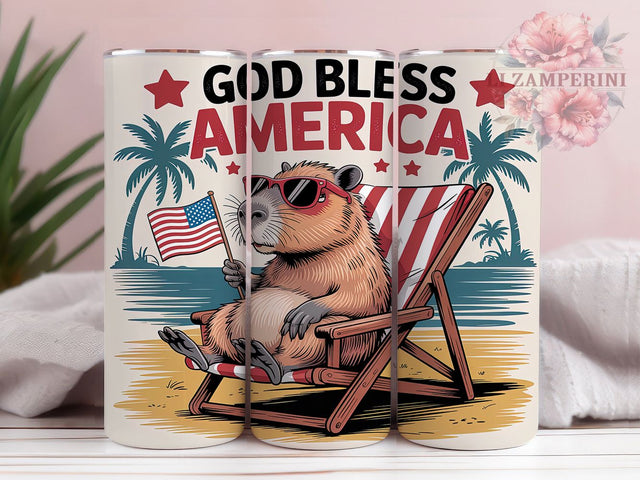 God Bless America Patriotic Capybara Tumbler, God Bless America Wrap, Vintage Capybara Design, 4th Of July Tumbler, Capybara Sublimation Wrap, USA Tumbler Design Sublimation Li Zamperini 