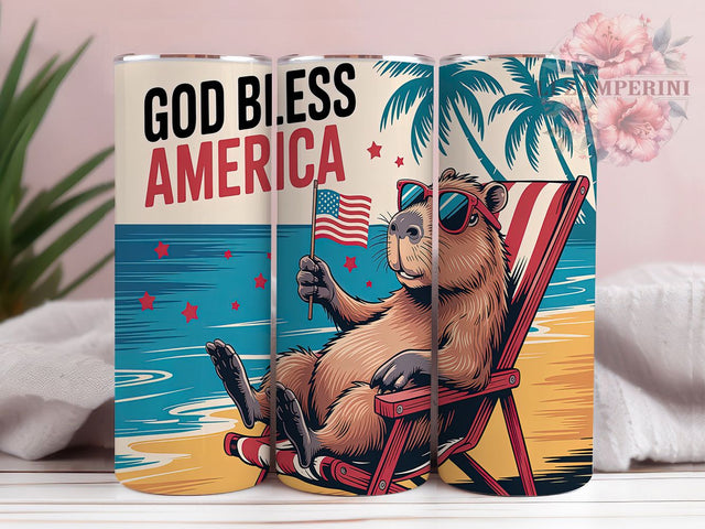 God Bless America Patriotic Capybara Tumbler, God Bless America Wrap, Vintage Capybara Design, 4th Of July Tumbler, Capybara Sublimation Wrap, USA Tumbler Design Sublimation Li Zamperini 
