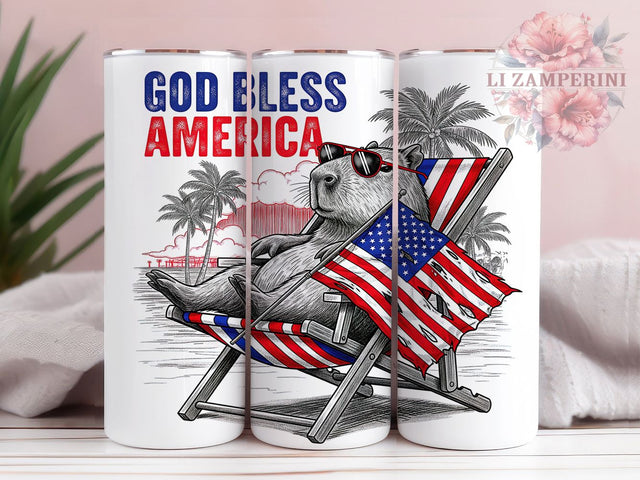 God Bless America Patriotic Capybara Tumbler, God Bless America Wrap, Vintage Capybara Design, 4th Of July Tumbler, Capybara Sublimation Wrap, USA Tumbler Design Sublimation Li Zamperini 
