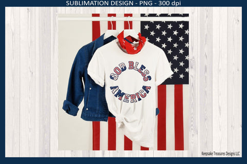 God Bless America Patriotic Sublimation Design, PNG 4th of July Patchwork Digital Download Sublimation Keepsake Treasures Designs LLC. 