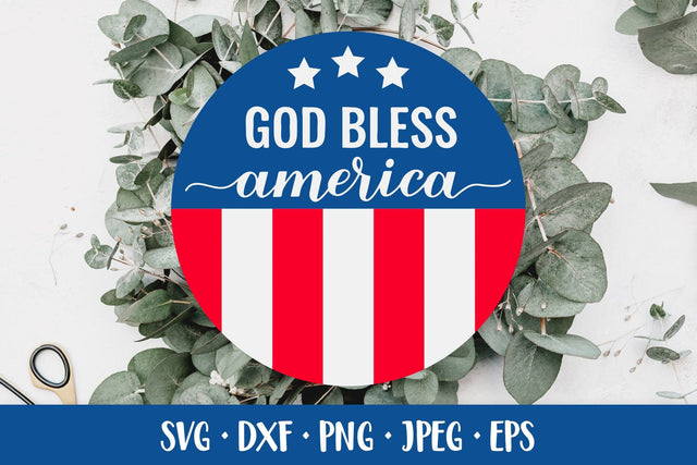 God bless America round door sign Patriotic SVG. 4th of July SVG LaBelezoka 