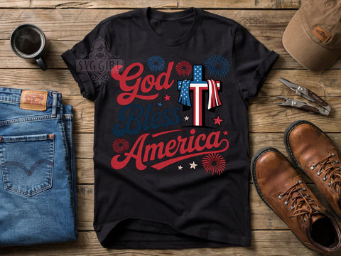 God Bless America T-Shirt PNG, Patriotic Shirt, USA Pride, Sublimation PNG, Red White Blue, Independence Day, American Flag Sublimation SvggirlplusArt 