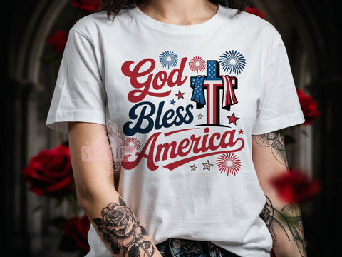 God Bless America T-Shirt PNG, Patriotic Shirt, USA Pride, Sublimation PNG, Red White Blue, Independence Day, American Flag Sublimation SvggirlplusArt 