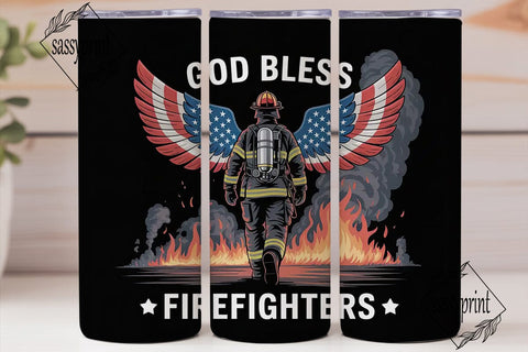 God Bless Firefighters Tumbler Wrap Sublimation sassyprint 