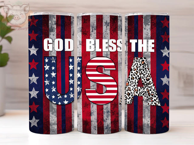 God Bless The USA 20oz Tumbler Png, Straight & Tapered Tumbler Png, American Flag Tumbler Png, Digital Download PNG Sublimation Lara' s Designs 