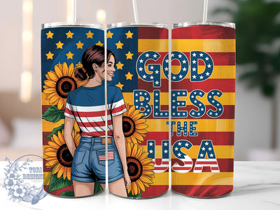 God Bless USA 20oz Tumbler, Patriotic America Design, Sublimation Tumbler Wrap, 20oz Tumbler, USA Flag Theme, Independence Day Gift, American Pride Art Sublimation ToriDesigns 