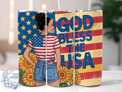 God Bless USA 20oz Tumbler, Patriotic America Design, Sublimation Tumbler Wrap, 20oz Tumbler, USA Flag Theme, Independence Day Gift, American Pride Art Sublimation ToriDesigns 