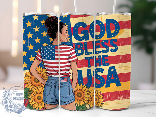 God Bless USA 20oz Tumbler, Patriotic America Design, Sublimation Tumbler Wrap, 20oz Tumbler, USA Flag Theme, Independence Day Gift, American Pride Art Sublimation ToriDesigns 