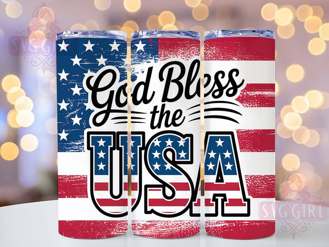 God Bless USA 20oz Tumbler, USA Flag Wrap, Sublimation Gift, Patriotic Mug, 20oz Tumbler Design, God Bless USA Graphic, American Pride Theme Sublimation SvggirlplusArt 
