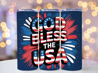 God Bless USA 20oz Tumbler, USA Flag Wrap, Sublimation Gift, Patriotic Mug, 20oz Tumbler Design, God Bless USA Graphic, American Pride Theme Sublimation SvggirlplusArt 